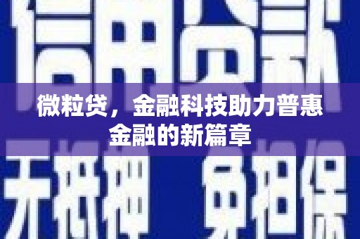 陆丰微粒贷，金融科技助力普惠金融的新篇章