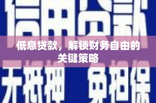 临渭低息贷款，解锁财务自由的关键策略