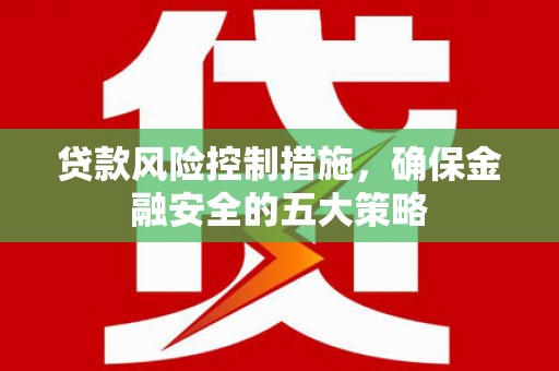 港南贷款风险控制措施，确保金融安全的五大策略