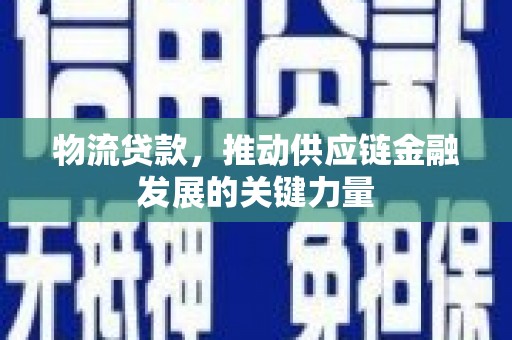 新园物流贷款，推动供应链金融发展的关键力量