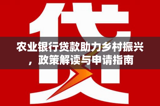 石排农业银行贷款助力乡村振兴，政策解读与申请指南